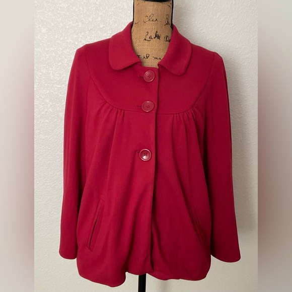 Sandro Red Button-Front Coat XL - Picture 5 of 5